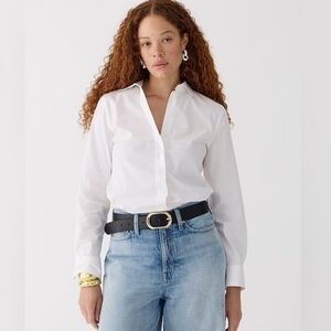 NWT J.Crew Women's Wren Slim Stretch Cotton White Button Up Shirt Size 18